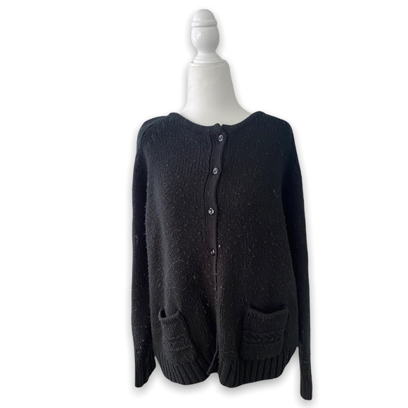 Black wool cardigan button up - Picture 2 of 2